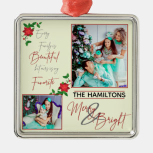 Custom 2 Photo   Christmas Ceramic Ornament