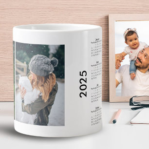 Custom 2 Photo Collage 2025 Calendar Large Coffee Mug