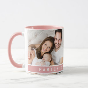 Custom 2 Photo Collage Family Picture Quote Pink Mug