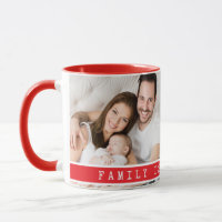 Custom 2 Photo Collage Family Picture Quote Red