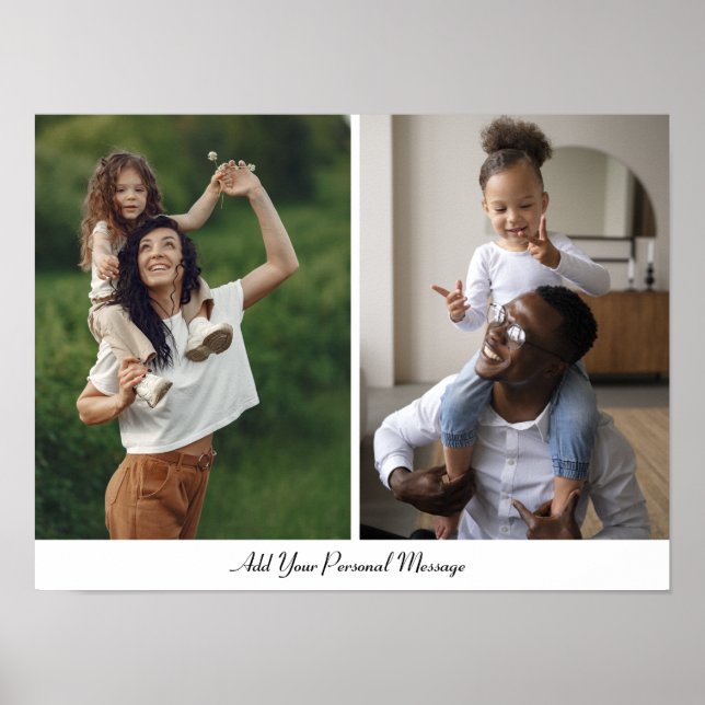 Custom 2 Photo Collage With Personalised Text Poster (Front)