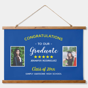 Custom 2 Photo Graduation Congratulations Graduate Hanging Tapestry
