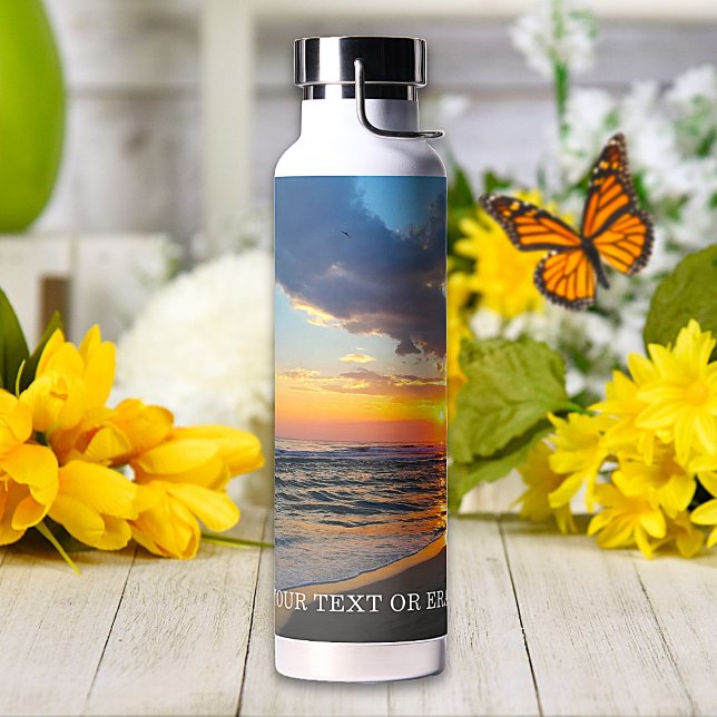 Custom 2 Photo Optional Text Personalised Water Bottle (Creator Uploaded)