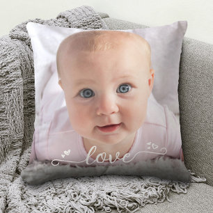 Custom 2 Photo Personalised Love Script Modern Cushion