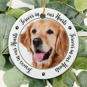 Custom 2 Photo Pet Loss Remembrance Dog Memorial  Ceramic Tree Decoration