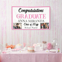 custom 2 photo Pink Congratulations Graduate Grad