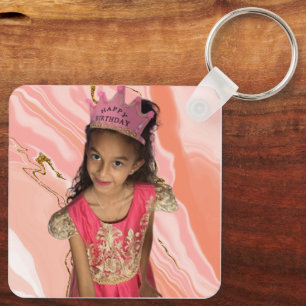 Custom 2 Photo Square Key Ring