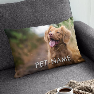 Custom 2 Photo With Your Pet Dog 2 Name Picture On Decorative Cushion