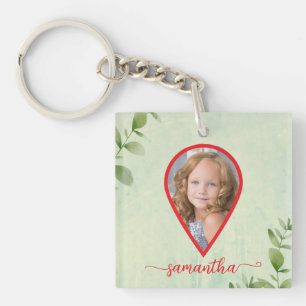 Custom 2 photos and name elegant nature  key ring