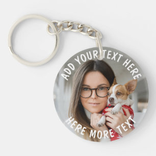 Custom 2 Photos and Text Or Name Key Ring