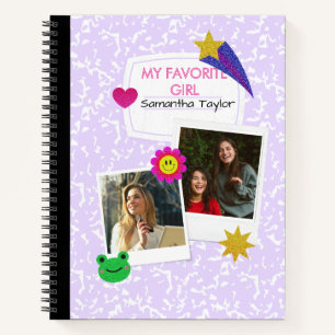 Custom 2 Photos Collage Notebook with Script Name 