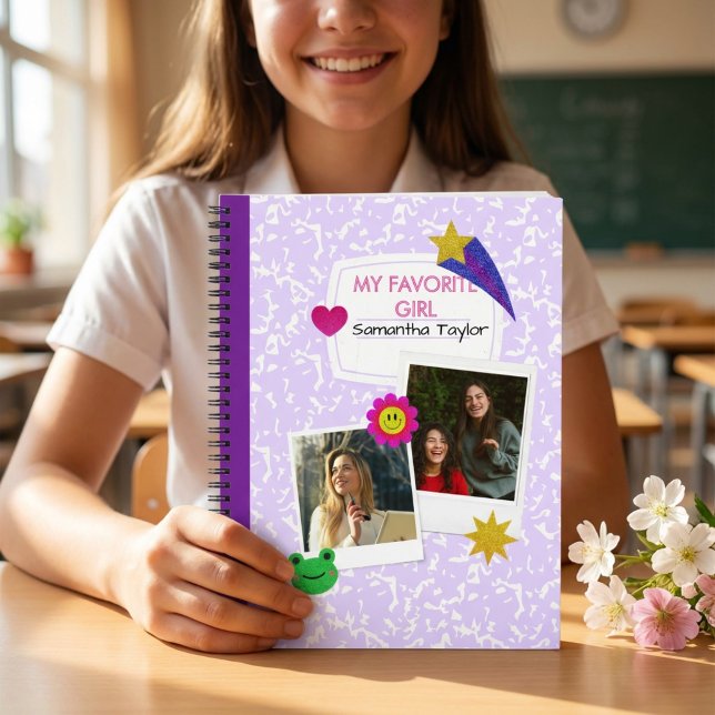 Custom 2 Photos Collage Notebook with Script Name  (Custom 2 Photos Collage Notebook with Script Name)