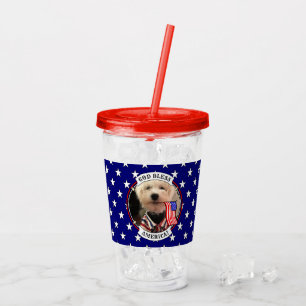 Custom 2 Photos USA American Flag Patriotic Cute Acrylic Tumbler
