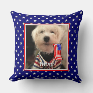 Custom 2 Photos USA American Flag Patriotic Cute Cushion