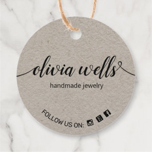 Custom 2" Round  Social Media Kraft Hang Tag 