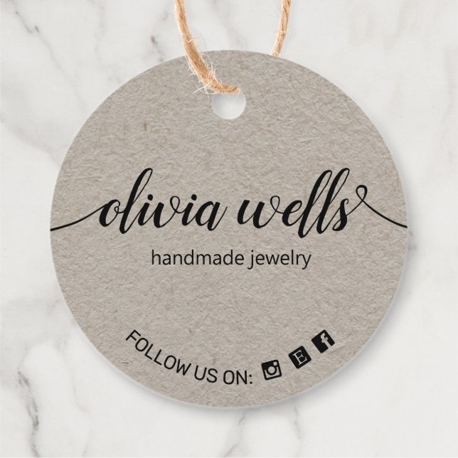 Custom 2" Round  Social Media Kraft Hang Tag  (Back)