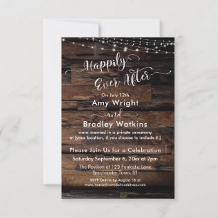 Custom 2 - Rustic Wood Lights Happily Ever After Invitation