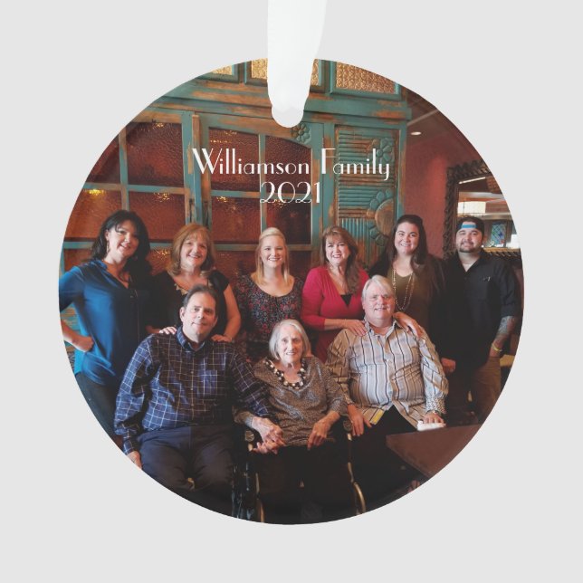 Custom 2-sided Family Photo Christmas Ornament (Front)