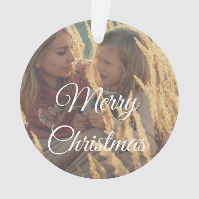 custom 2 sided family photo christmas   ornament (Front)