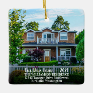 Custom 2 Sided New Home Photo With Year  Ceramic O Ornament