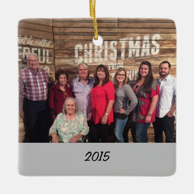 Custom 2-Sided Simple Family Photo Christmas Ceramic Tree Decoration (Front)