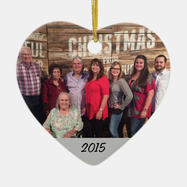 Custom 2-Sided Simple Family Photo Christmas Ceramic Tree Decoration (Front)