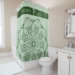 Custom 2 Tone Green Mandala Shower Curtain