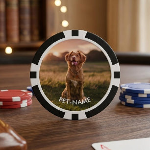 Custom 2Photo With Your Pet Dog 2 Name Picture On Poker Chips