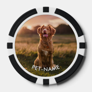 Custom 2Photo With Your Pet Dog 2 Name Picture On Poker Chips