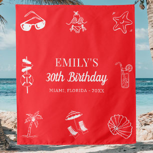 Custom 30th 40th 50th Beach Theme Birthday Party Tapestry