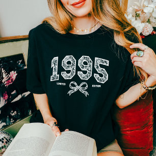 Custom 30th Birthday 1995 Lace Coquette Bow Tri-Blend Shirt