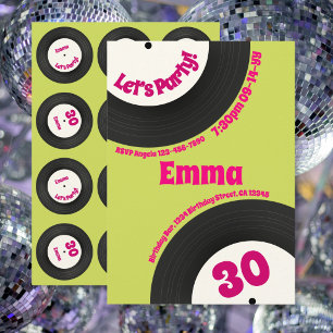 Custom 30th Birthday Colourful Retro Fun Record Invitation