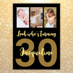 Custom 30th Birthday Gold Modern Photo Collage Invitation<br><div class="desc">Put a smile on a face with this personalised 30th birthday modern script photo collage Invitation. You can add cute childhood or anything you like. - Simply click to personalise this design - For an eco friendly option - choose digital 🔥 My promises - This design is unique and is...</div>