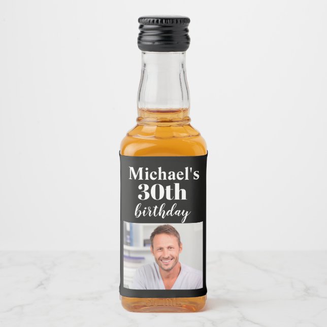 Custom 30th Birthday Party Mini Liquor Favour Labe Bottle Label (Front)