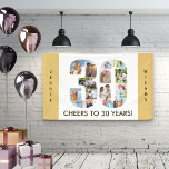 Custom 30th Birthday Party Neutral Photo Collage Banner<br><div class="desc">Create your own photo collage banner for a 30th Birthday Party. The template is set up for you to add your custom name or wording and your favourite photos. Your photos will automatically appear as a photo collage in the shape of the number 30. The banner has neutral beige sand...</div>