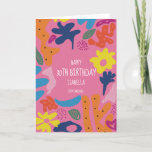 custom 30th birthday pink modern colourful card<br><div class="desc">Custom 30 th birthday pink bright vibrant modern card. Personalise colourful modern girly birthday card with text, name, firstname for a 30th birthday. Custom and send it to friends, mothers, women, girls, young adults, students, , colleague, coworkers. Abstract modern trendy pattern with flowers, spots and many colours. Add birthday card...</div>