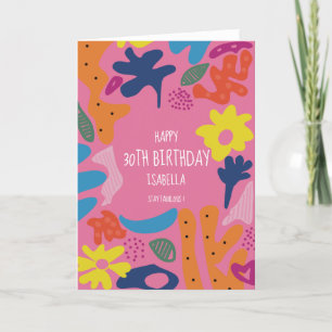 custom 30th birthday pink modern colourful card