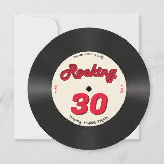Custom 30th Birthday Retro Music Record Rocking Invitation