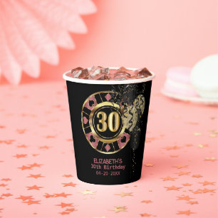 Custom 30th Birthday Vegas Style Paper Cups