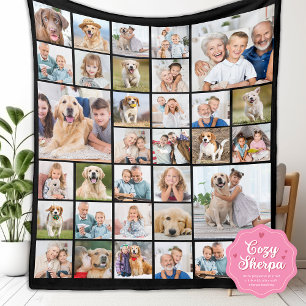 Custom 33 Photo Collage Family Friends Keepsake Sherpa Blanket