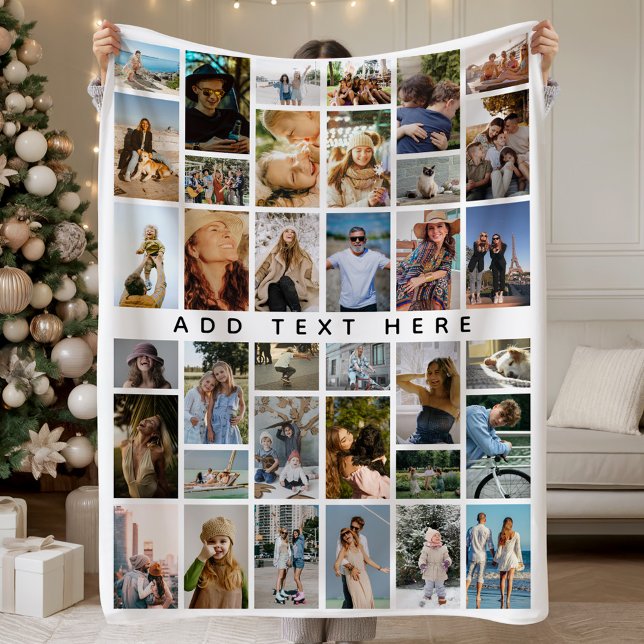 Custom 36 x photo collage Personalised  Fleece Blanket (Creator Uploaded)