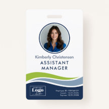 Custom 3 Color Wavy Lines Employee Photo ID Badge
