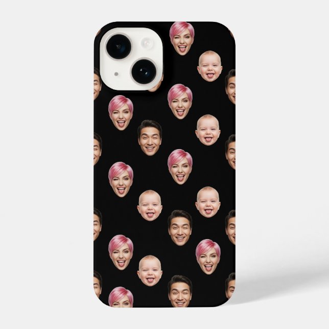 Custom 3 Face Photo Collage Funny Personalised iPhone Case (Back)
