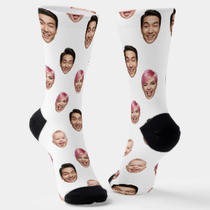 Custom 3 Face Photo – Funny Personalised Gift Socks