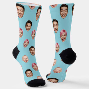 Custom 3 Face Photo – Funny Personalized Gift Socks