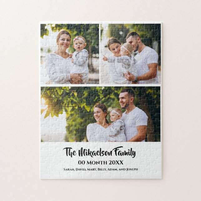 Custom 3 Family Photo Collage Jigsaw Puzzle (Vertical)