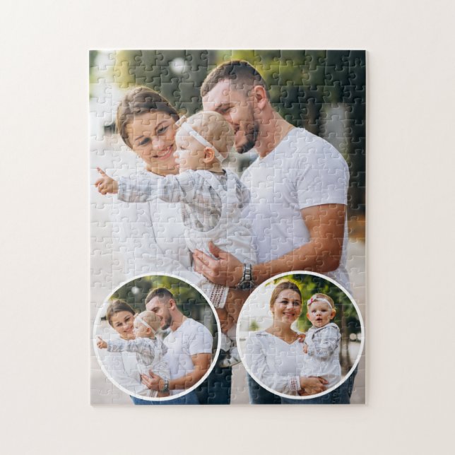 Custom 3 Family Photo Collage  Jigsaw Puzzle (Vertical)