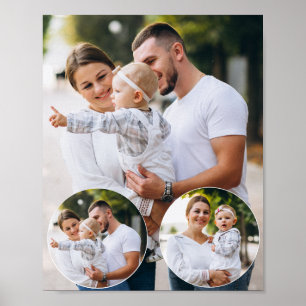 Custom 3 Family Photo Collage Poster