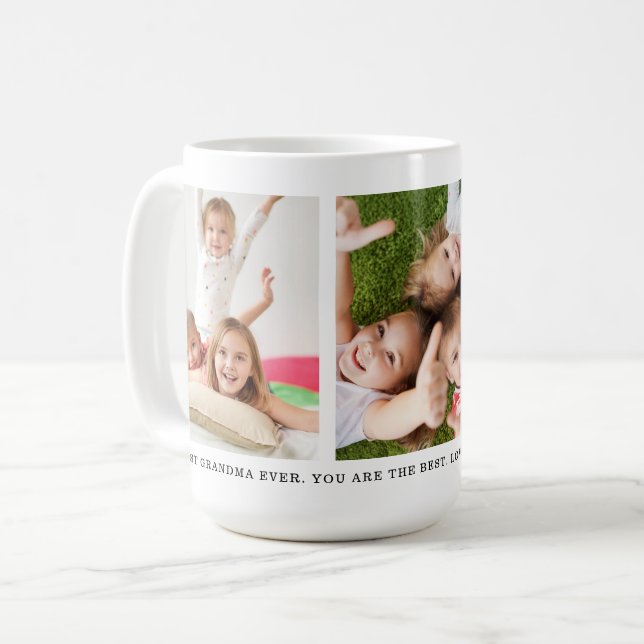 Custom 3 Grandkids Photo Collage Best Grandma Mug (Front Left)