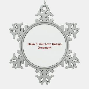 Custom 3"h x 3"w x 0.125"d snowflake pewter christmas ornament